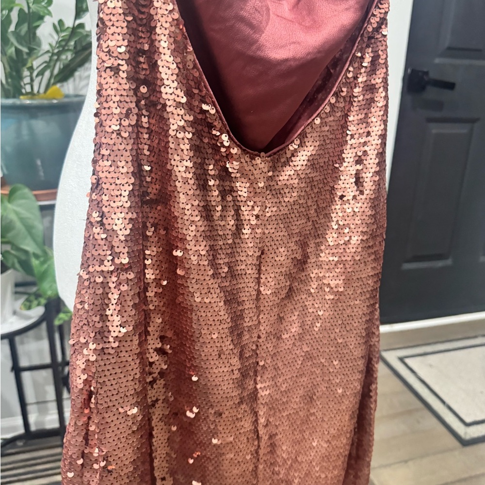 Sequin Sleeveless Dress in Rose Gold